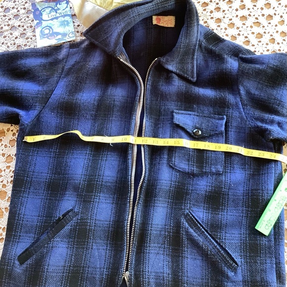 Vintage CANADA Wool Blue PLAID Lumber King LADIES ZIP Up JACKET RARE EPLVC - Picture 5 of 16